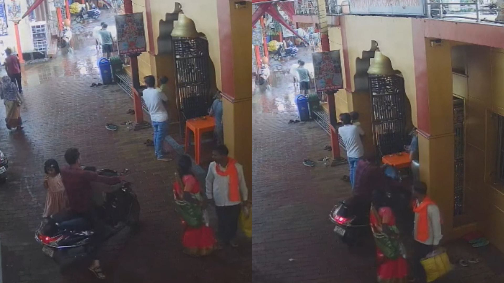 स्कूटी अनियंत्रित होकर मंदिर में जा घुसी