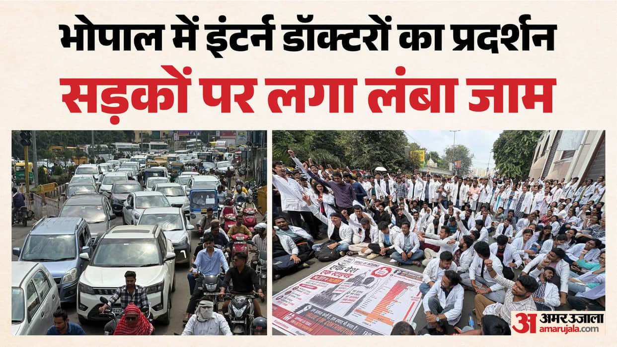 Bhopal Doctors Strike Agitation Intensifies as Interns Block Roads Traffic Gridlock Reaches Hamidia Hospital