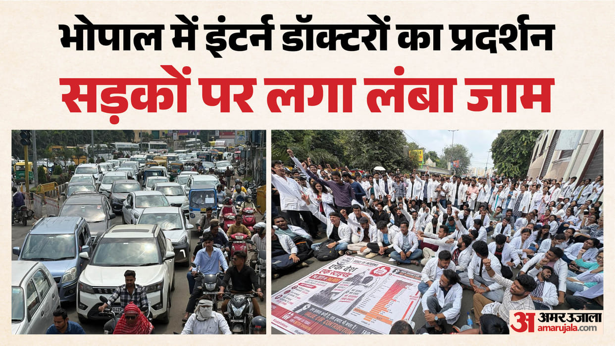 Bhopal Doctors Strike Agitation Intensifies as Interns Block Roads Traffic Gridlock Reaches Hamidia Hospital