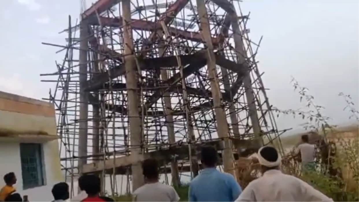 Jal Jeevan Mission water tank collapses into Kichha River in Bareilly