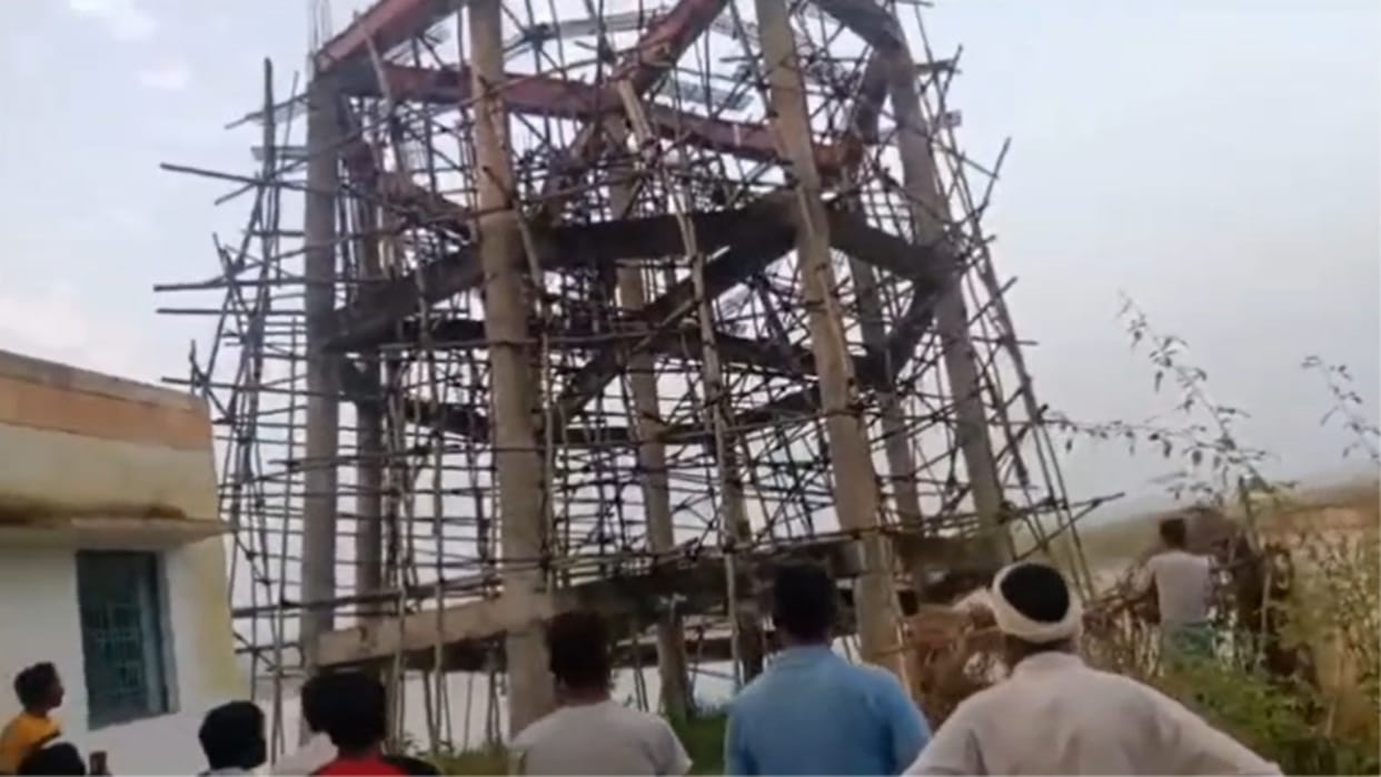 Jal Jeevan Mission water tank collapses into Kichha River in Bareilly