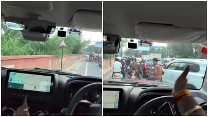 UP Man Drives Mahindra Thar on Footpath to Skip Traffic; Internet Slams Driver for Lack of Civic Sense