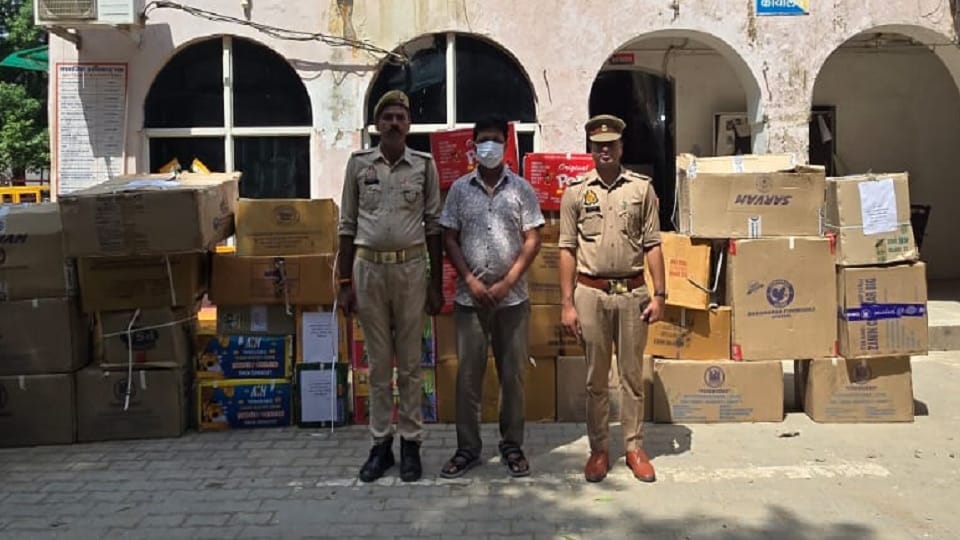 Firecrackers worth lakhs of rupees found in a Greater Noida flat; one accused arrested