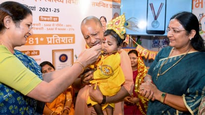 CM Yogi said in varanasi Before 2017 liquor mafia used to supply nutritional food for children