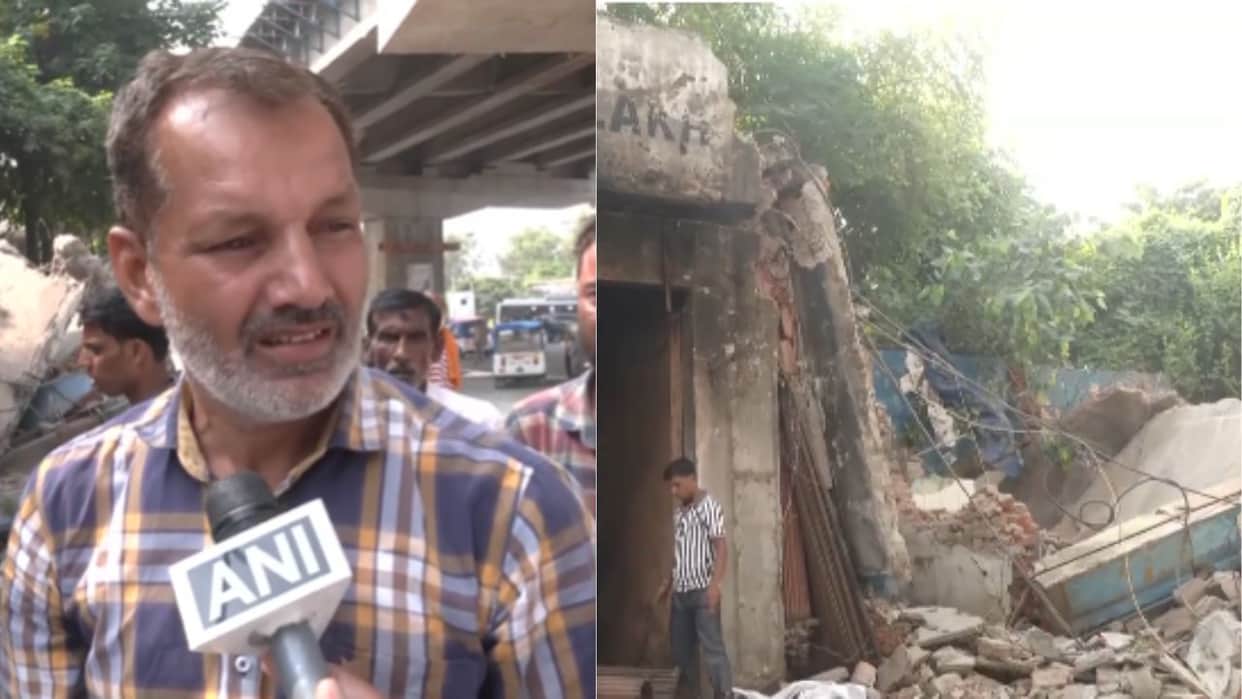 Several structures were demolished for road widening in  Nai Basti area of Jammu