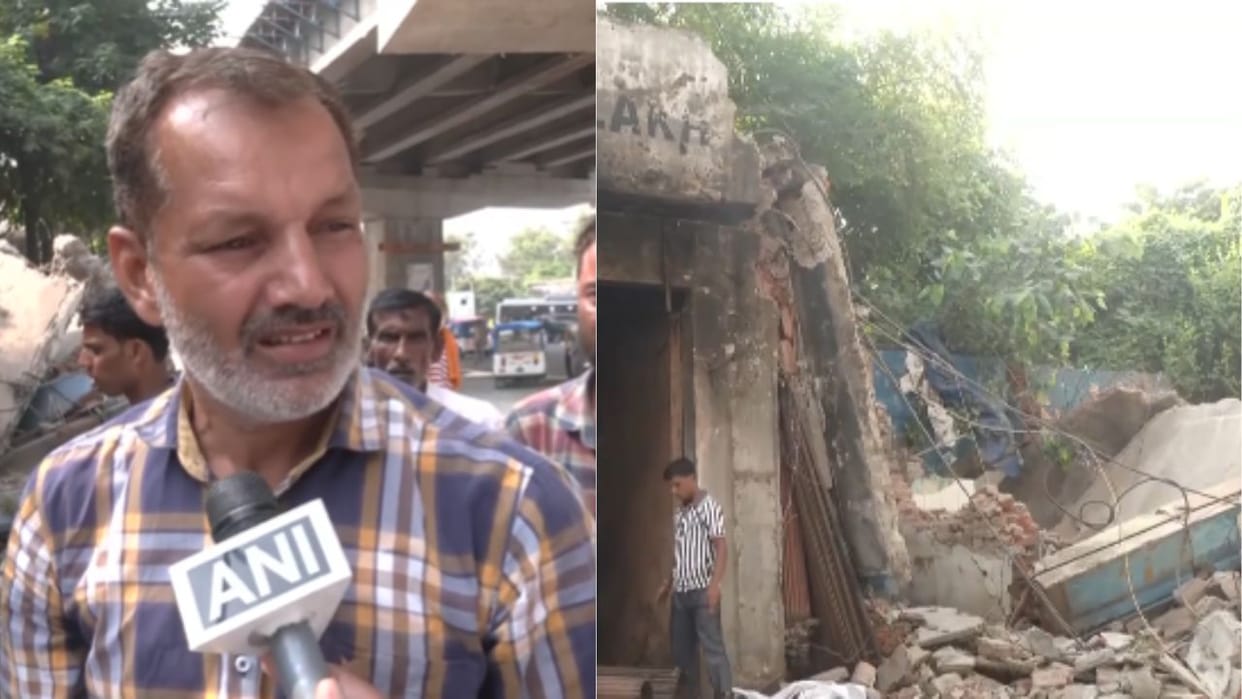 Several structures were demolished for road widening in  Nai Basti area of Jammu