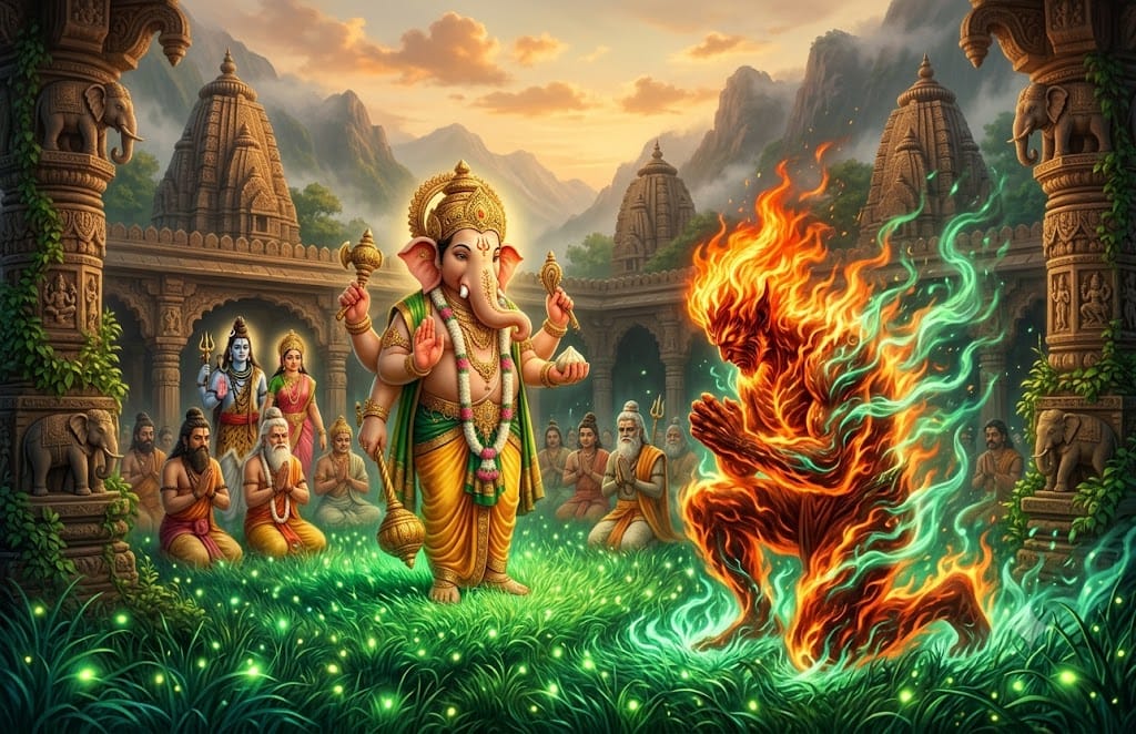 Ganesh Chaturthi 2026 The Untold Story of Durva Grass and the Demon Analasura in hindi