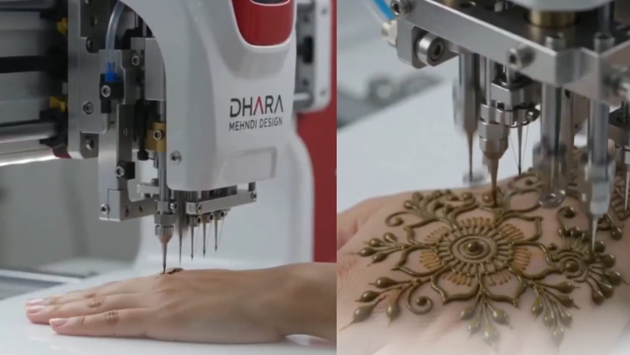 Machine will now apply mehendi instead of humans sparks debate on jobs versus technology viral video