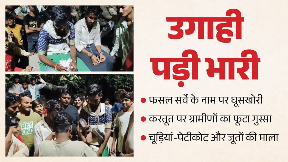 महोबा: फसल सर्वे के नाम पर वसूली का आरोप, सर्वेयरों को पहनाया चूड़ी-पेटीकोट, जूतों की माला डालकर घुमाया