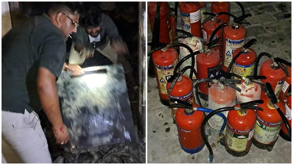 कुरुक्षेत्र विश्वविद्यालय में रखे अग्निशमन सिलिंडर
