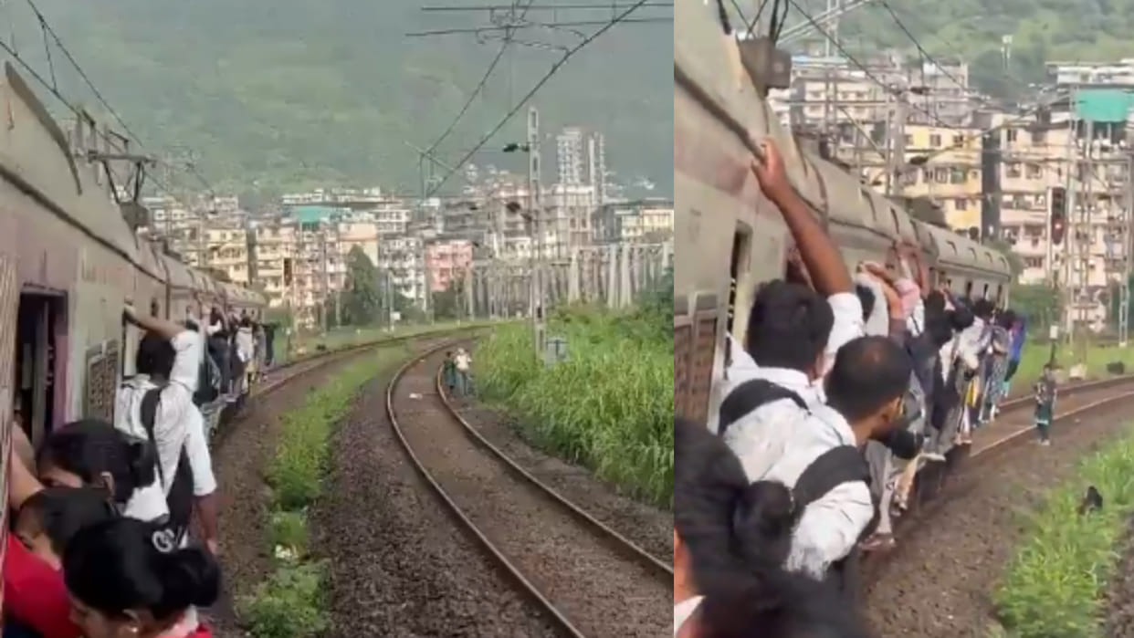 Mumbai local train woman falls over crowded Questions raised about security viral video