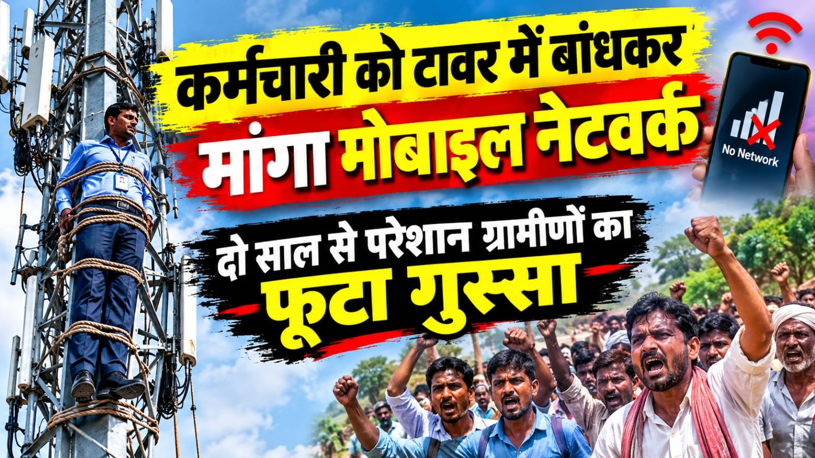 टावर में कर्मचारी को बांधा, बदले में मांगा नेटवर्क