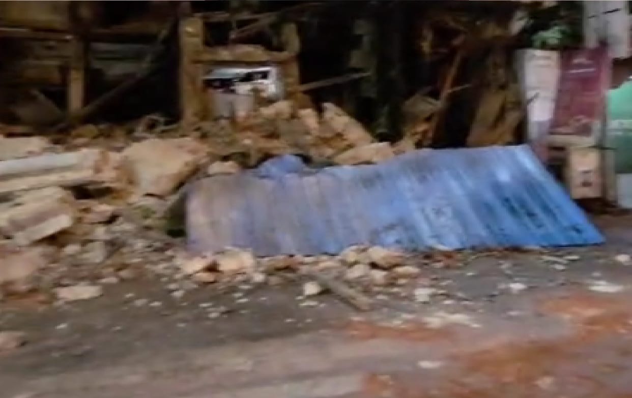 Part of a dilapidated building collapsed at midnight, shortly before a loud DJ was playing in Raipur
