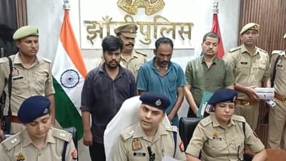 पुलिस गिरफ्त में आरोपी एवं मामले की जानकारी देते एसएसपी।