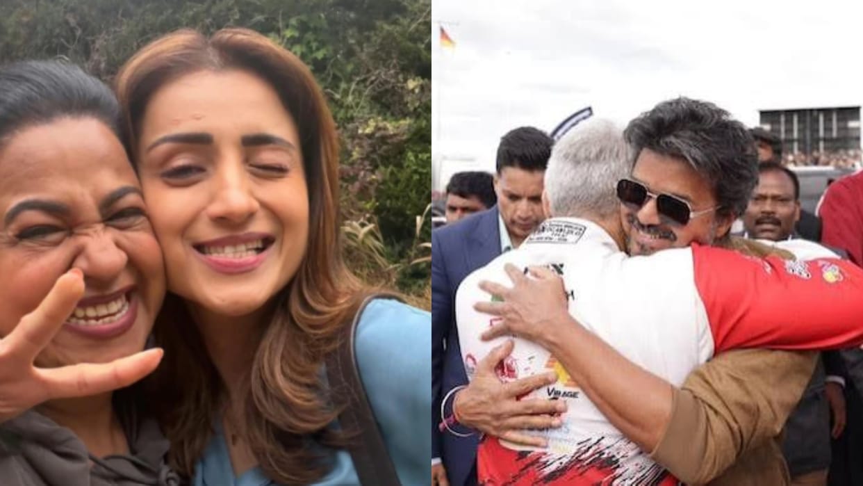 Radhika Shares selfie with Trisha Krishnan sparks buzz as CM Vijay flags off Ajiths race