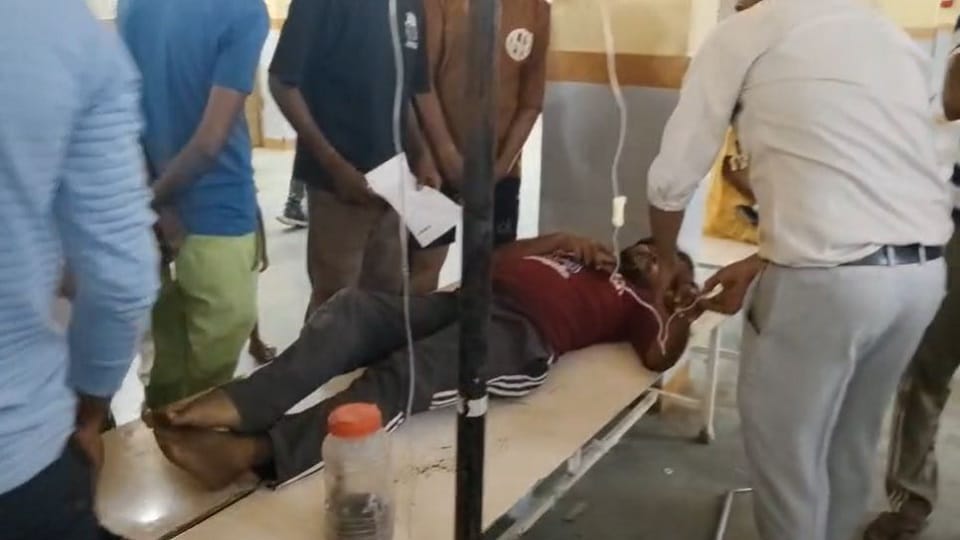 young man fainted from the smell while trying to catch a snake
