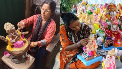 गणेश चतुर्थी पर सजी बप्पा की मूर्तियां
