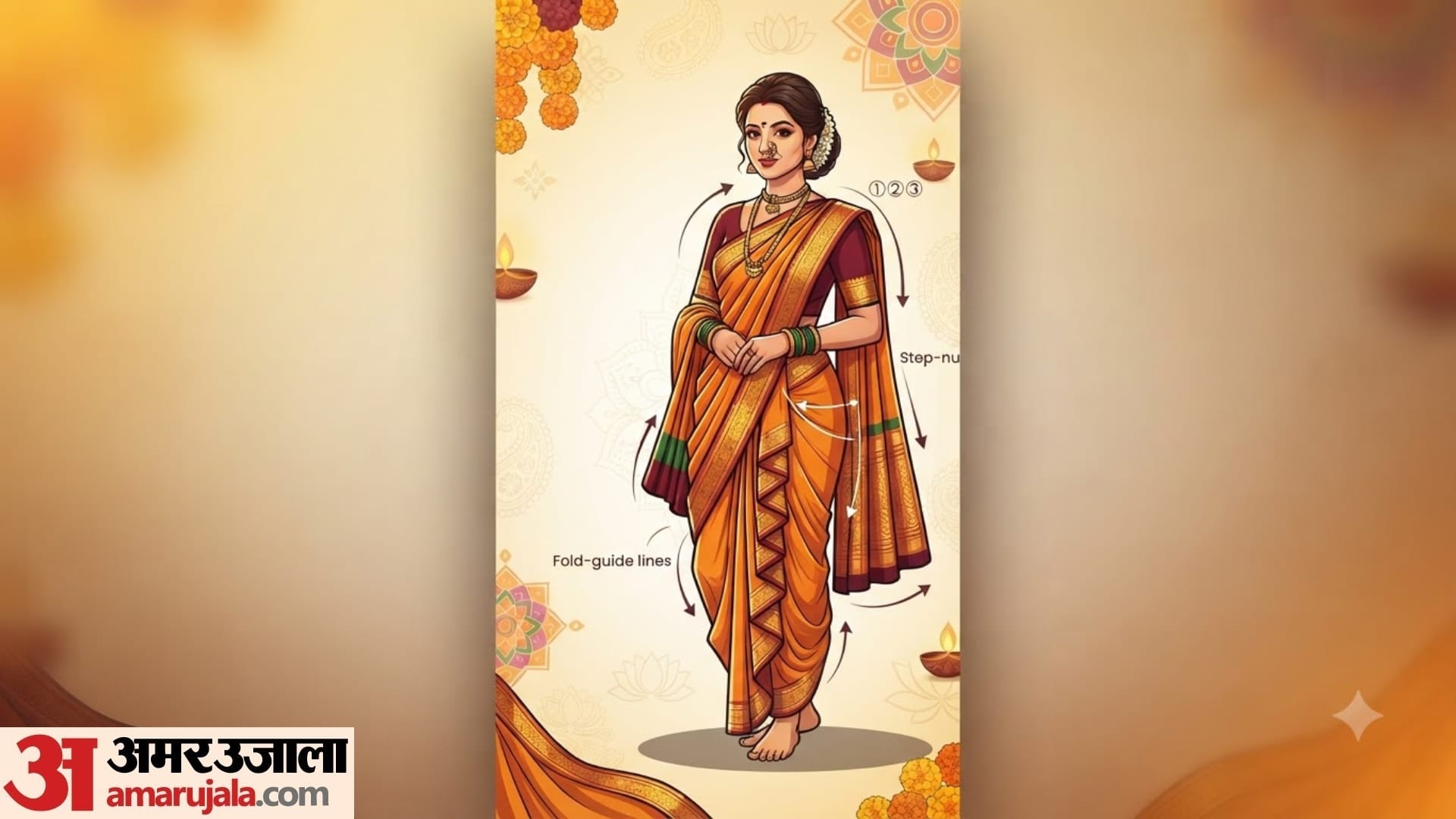 ganesh chaturthi 2026  how to wear 9 yards saree maharashtrian style simple nauvari saree draping step by step
