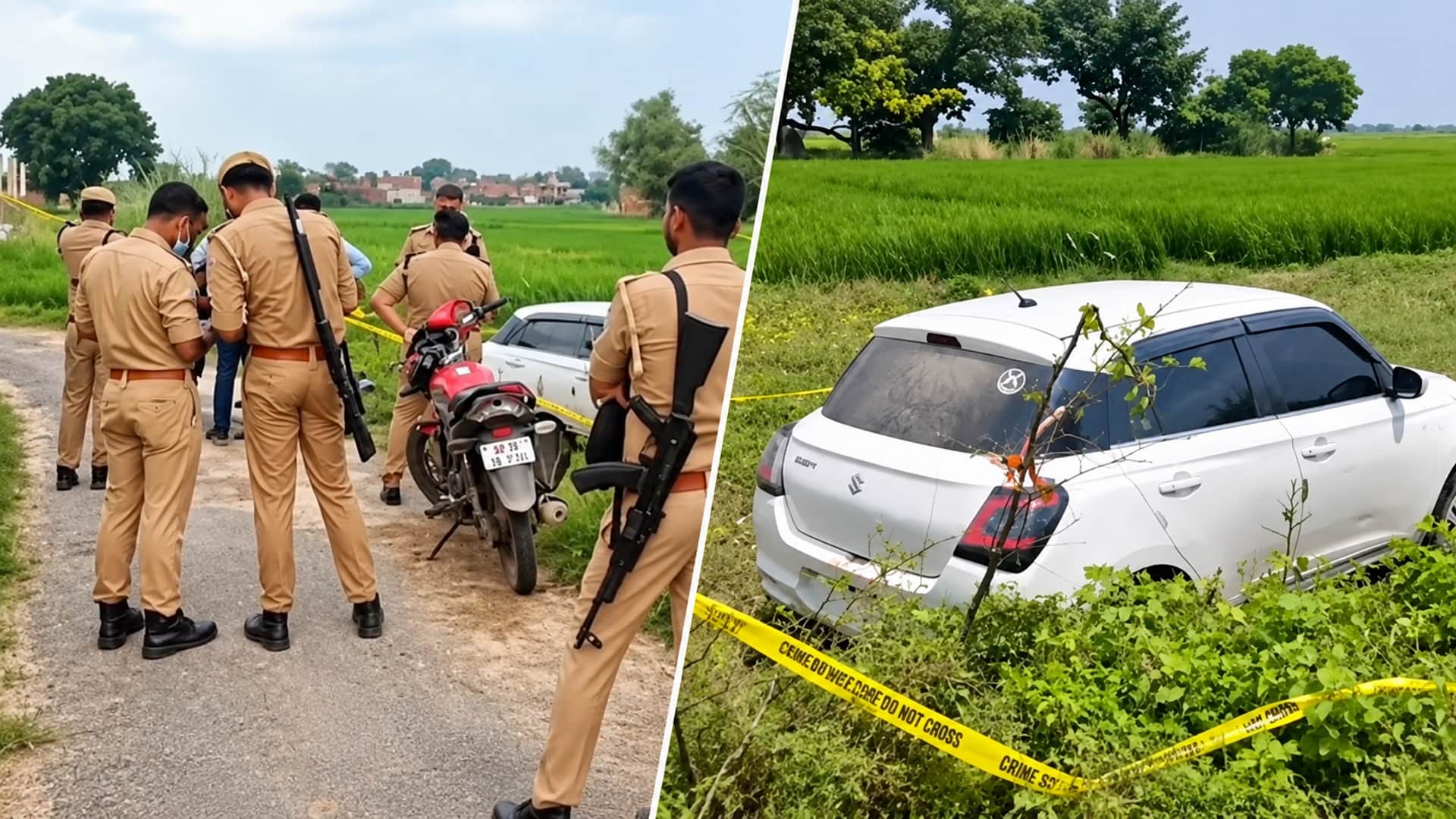 मंझनपुर क्षेत्र में कार में मिला युवक का शव।