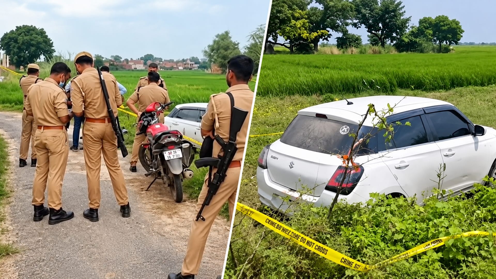 मंझनपुर क्षेत्र में कार में मिला युवक का शव।