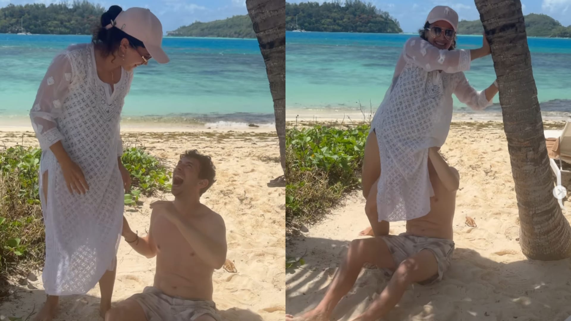 Taapsee Pannu tried to climb on tree with the help of husband Mathias Boe video goes viral