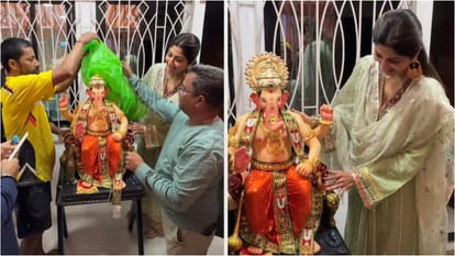 Ganesh Chaturthi 2026: Shilpa Shetty and  Raj Kundra welcome Ganpati Bappa home video Viral