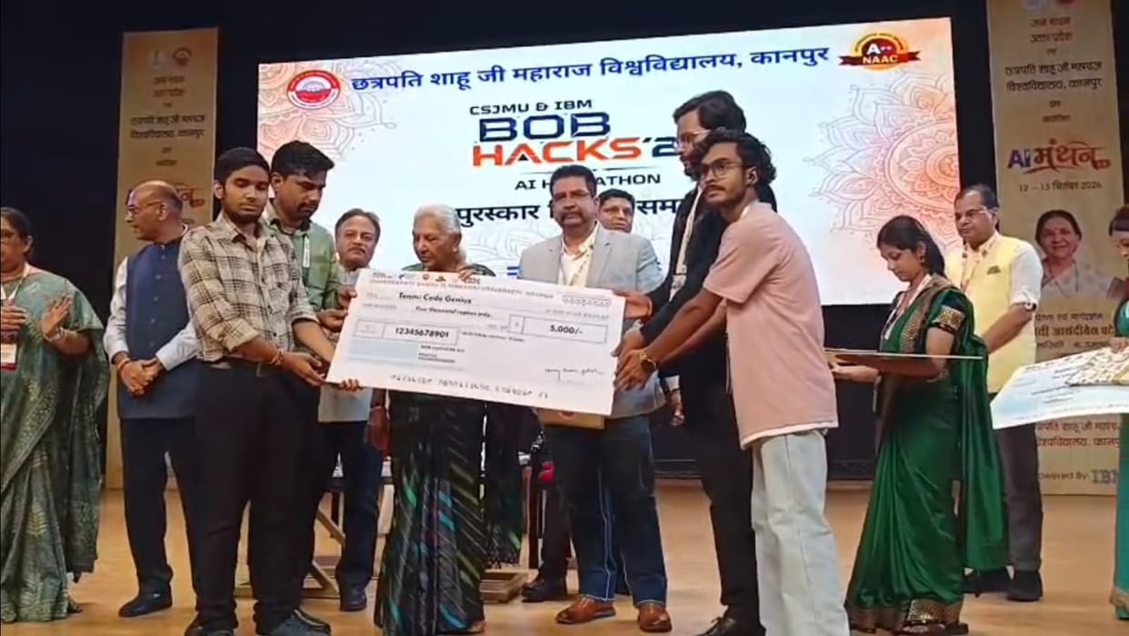 AI Manthan 2.0 Concludes at CSJMU, Governor Anandiben Patel Felicitates Hackathon Winners