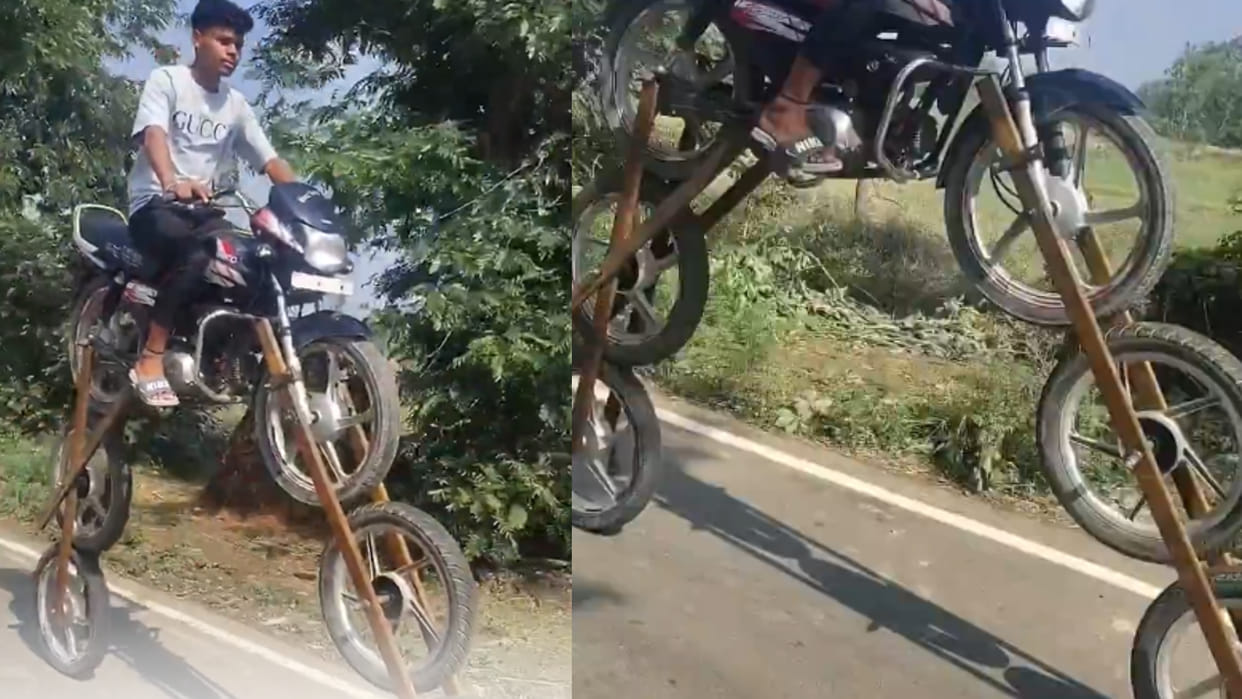 Boy seen riding a 6 tyre bike on the road social media viral video