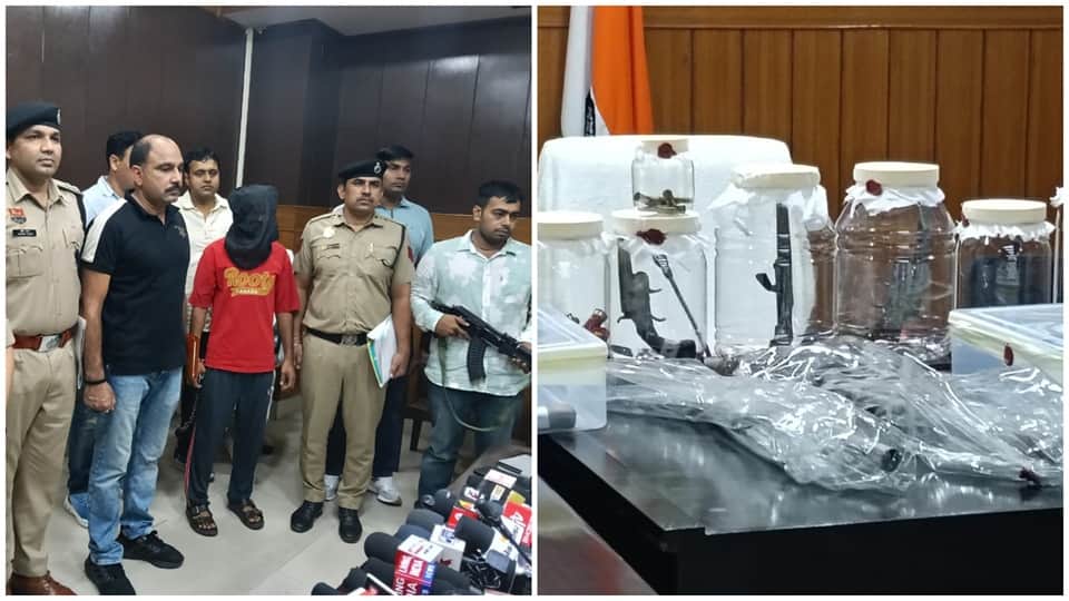 Smuggler nabbed by police in Panipat to supply weapons sourced from UP; large quantity of arms seized.