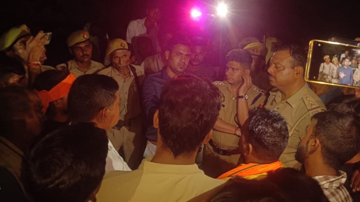 Outrage erupted after dead cattle were found by the roadside Bajrang Dal activists blocked the road