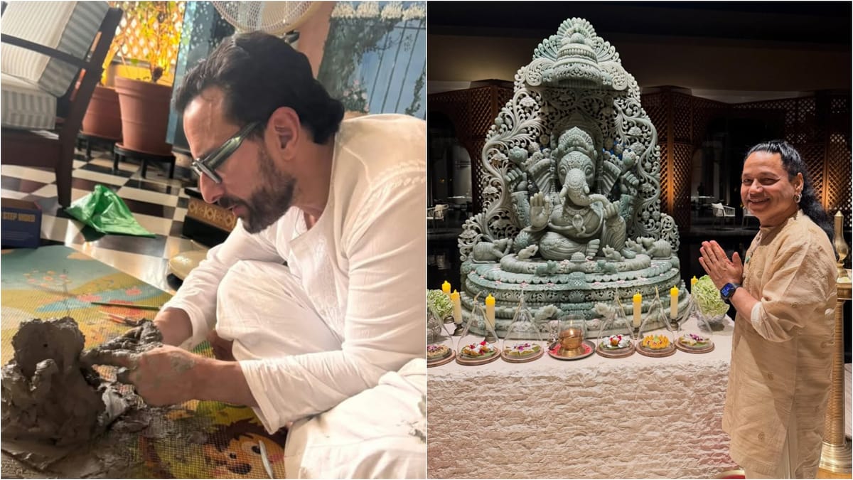 गणेश चतुर्थी: सैफ ने जेह के साथ घर पर बनाई बप्पा की प्रतिमा, इन सितारों ने फैंस को दी गणपति उत्सव की शुभकामना