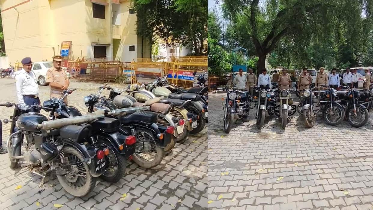Jhansi: 10 Bullet motorcycles without number plates, making loud firecracker-like sounds