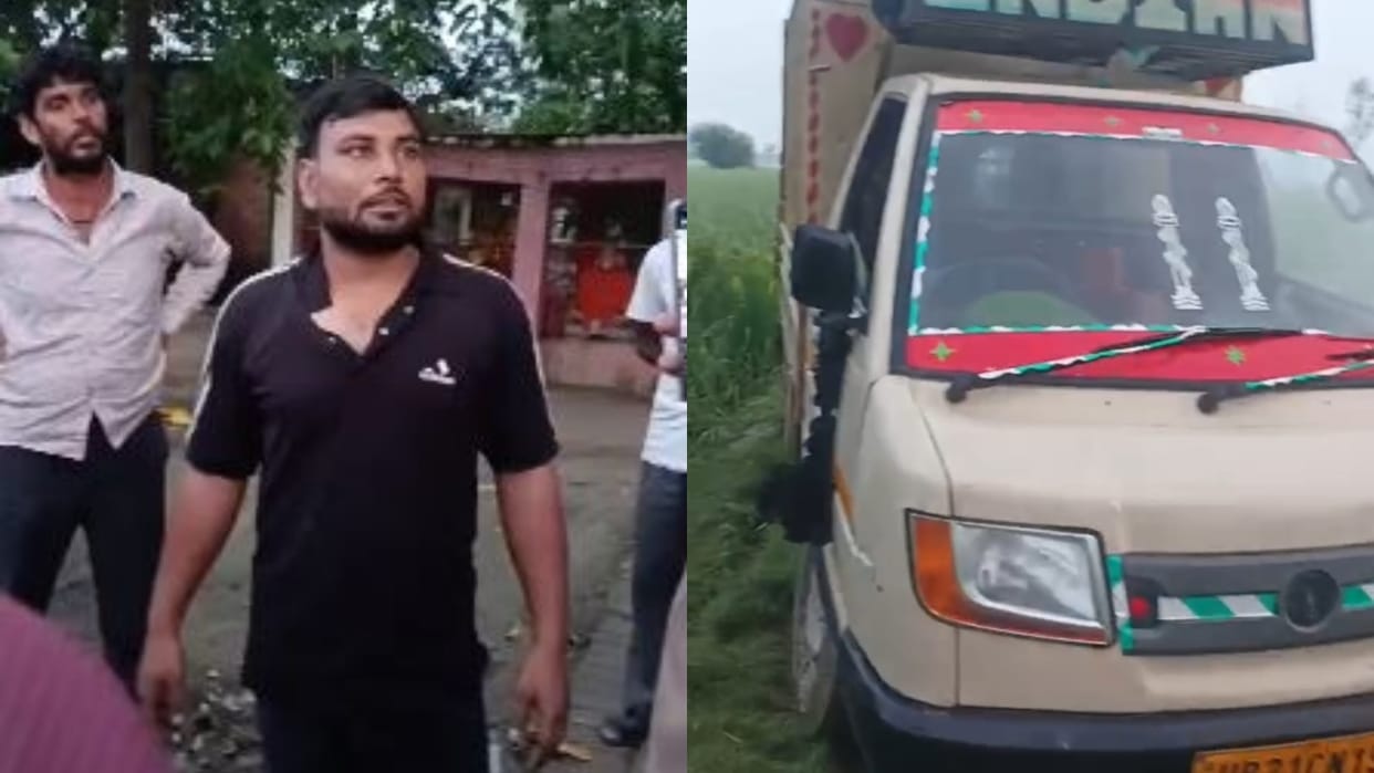 Villagers caught a thief while he was stealing an electric wire in Budaun