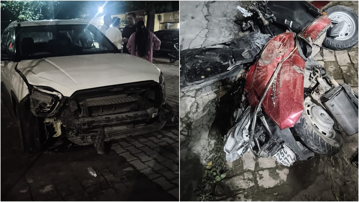 Four vehicles collided in front of Mandi Gate two people injured in Bareilly