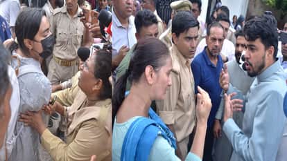 छात्रा को रोकती एएमयू की महिला सुरक्षाकर्मी, छात्र नेता की शिक्षिका से नोकझोंक