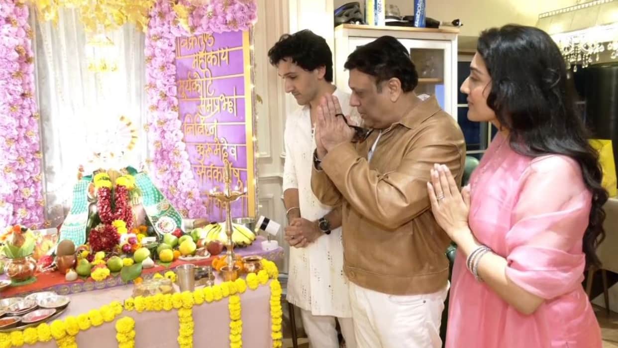govinda late night arrival at home for ganpati pooja expressed happiness for son yashvardhan