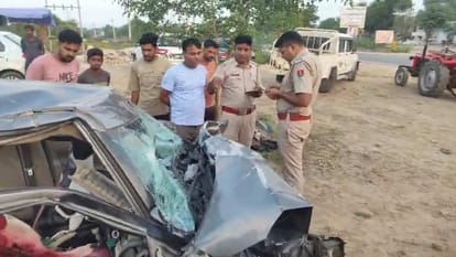 मिठड़ी बायपास पर बेकाबू डंपर ने कार को रौंदा