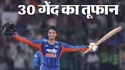India vs Afghanistan 3rd T20I Abhishek Sharma stats hits century Team Indian Powerplay totals