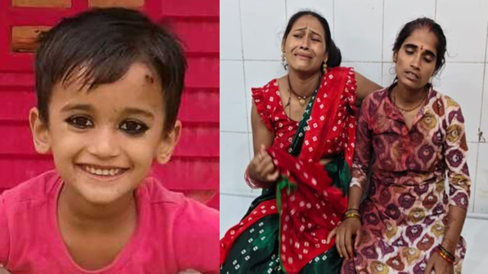 अयांश की फाइल फोटो व जिला अस्पताल में रोती बिलखती मां व अन्य