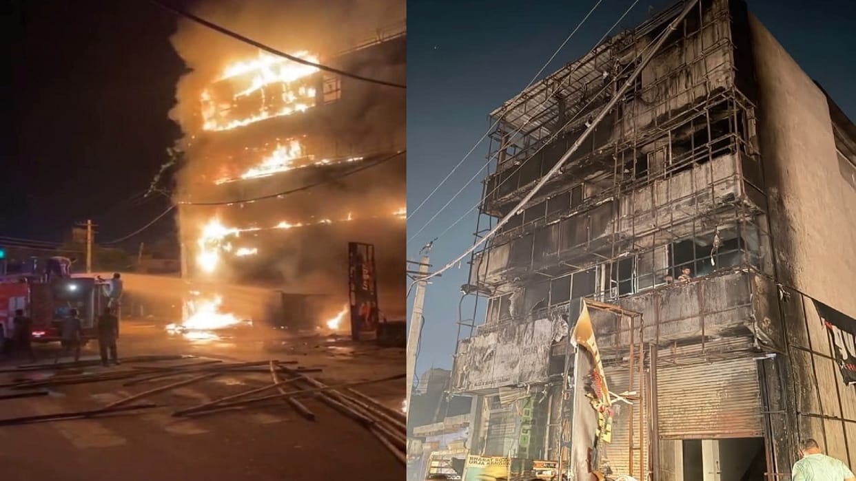 Fire breaks out at three-storey showroom in Jhajjar; three fire tenders bring blaze under control within hour