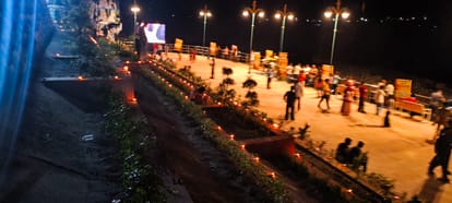 Yamuna riverbank illuminated with 2100 lamps on PM Modi's birthday In Vikasnagar