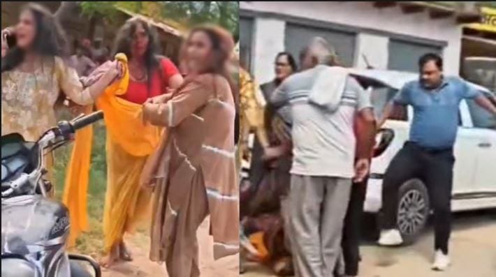 बीच सड़क पर विवाहिता को पीटा