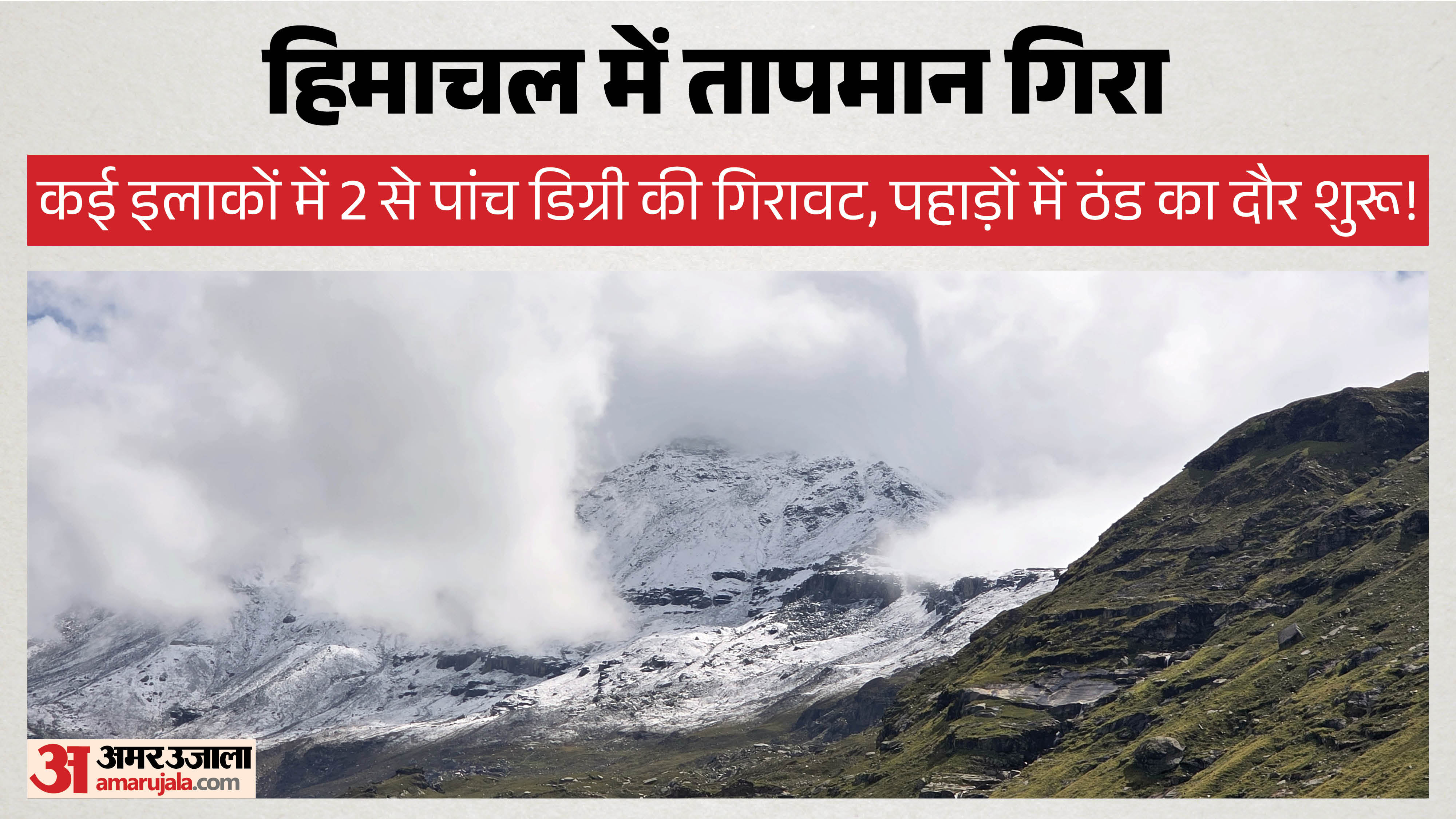 लाहौल के कोकसर के साथ सटी पहाड़ी पर हुई ताजा बर्फबारी।