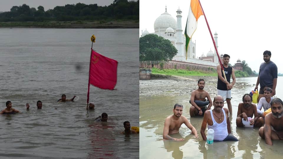 Ganga-Jamuni Tehzeeb on Display at Agra’s Nauchandi Fair, Swimmers Carry Tricolour and Akhara Flags