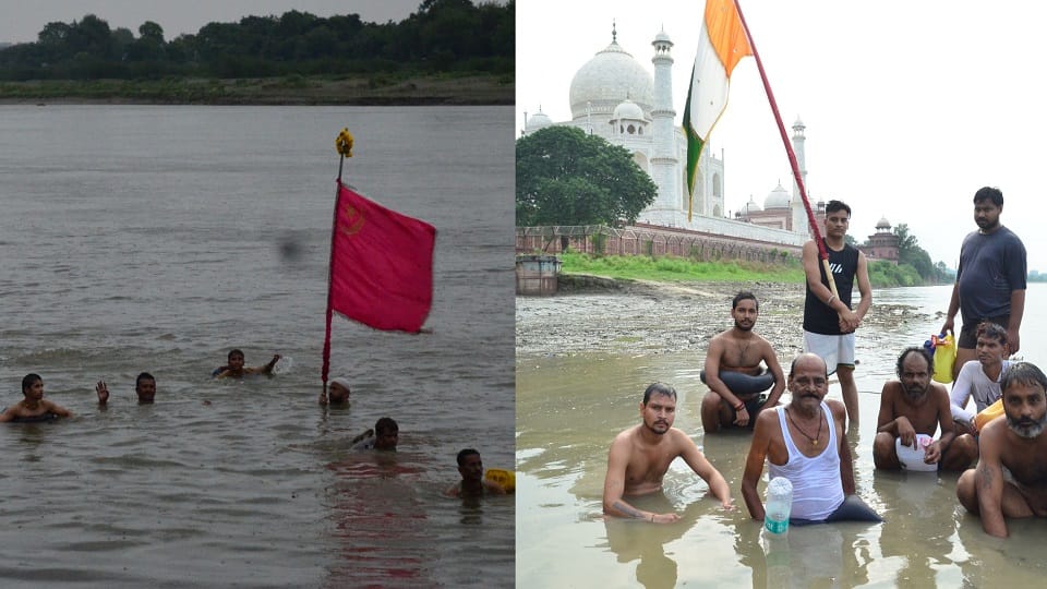 Ganga-Jamuni Tehzeeb on Display at Agra’s Nauchandi Fair, Swimmers Carry Tricolour and Akhara Flags