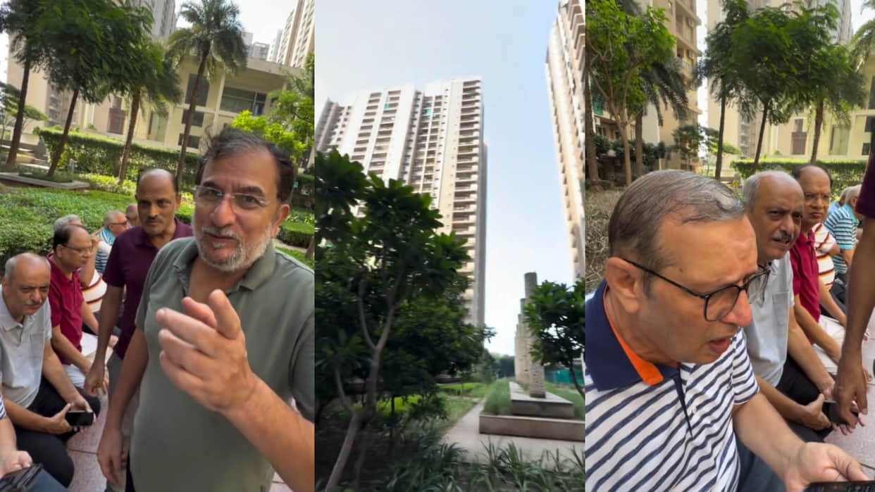 Morning walk after elderly people singing ye raatein ye mausam song in the park viral video