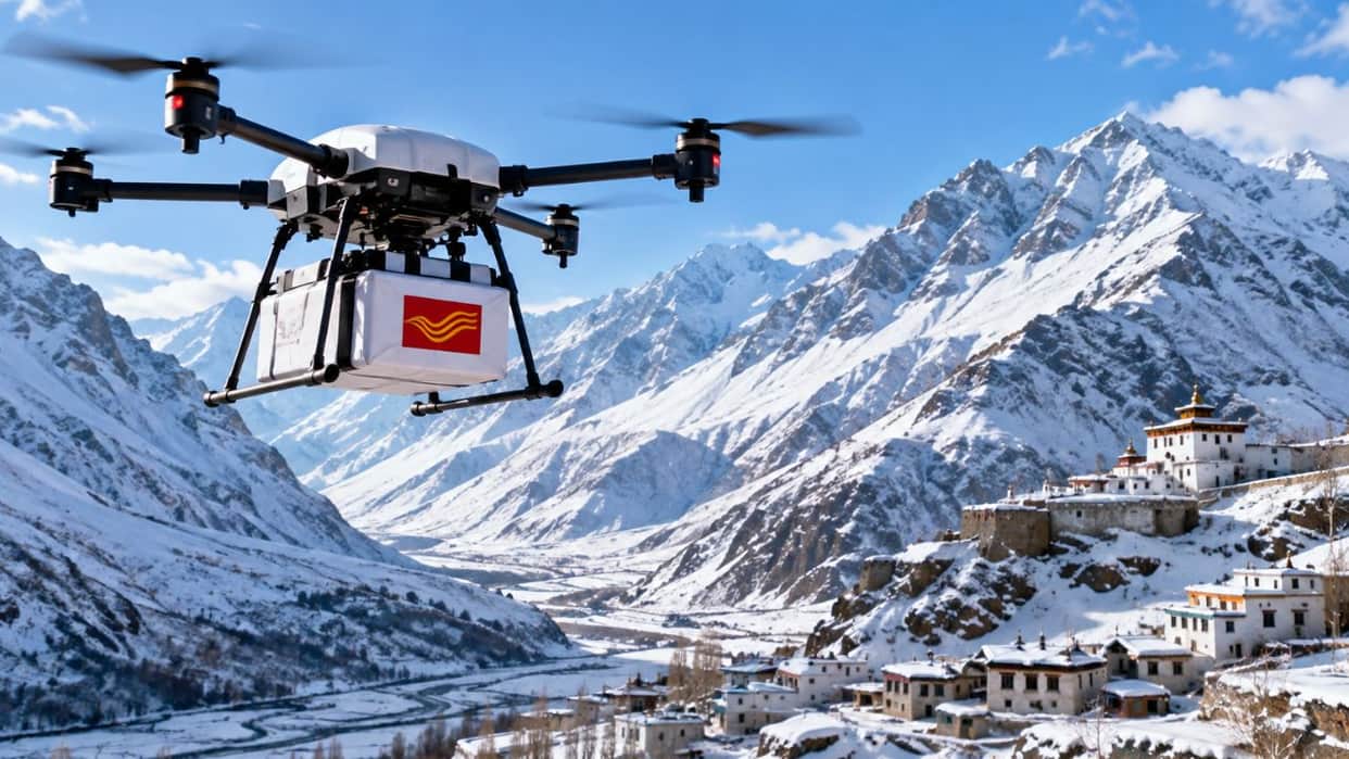 lahaul valley drone delivery postal service 10 branches keylong