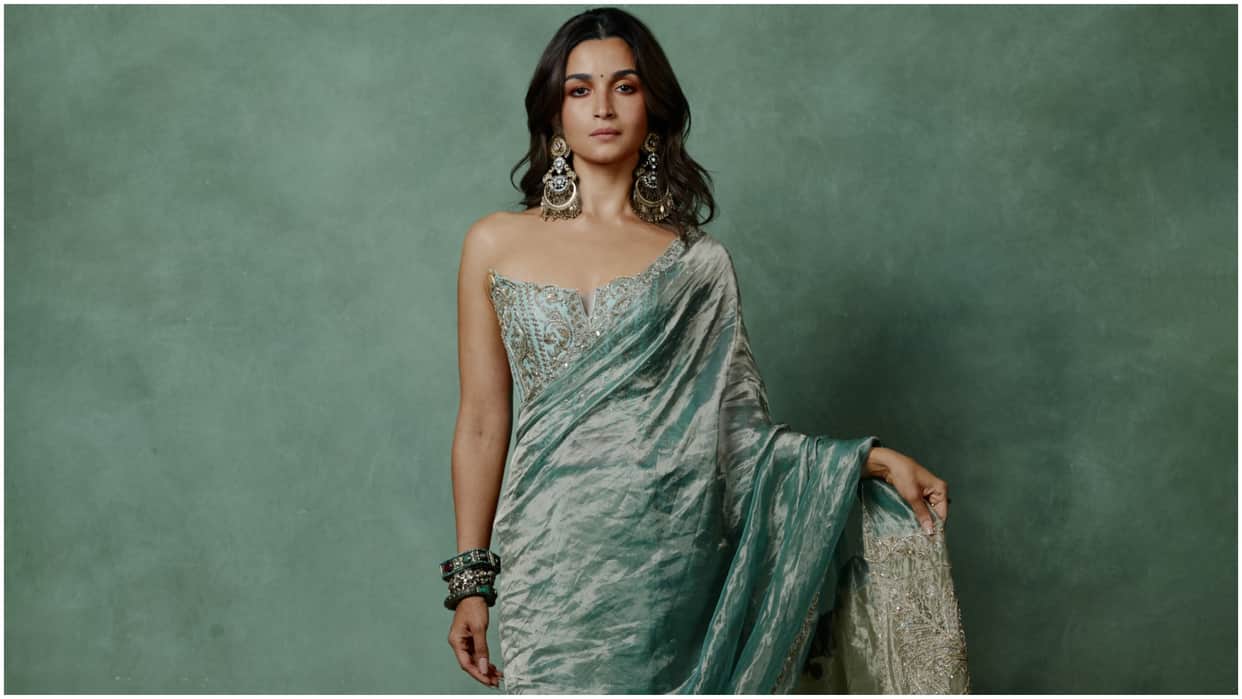Alia Bhatt Saree Look: Silver Green Saree Trend for the Festive Season