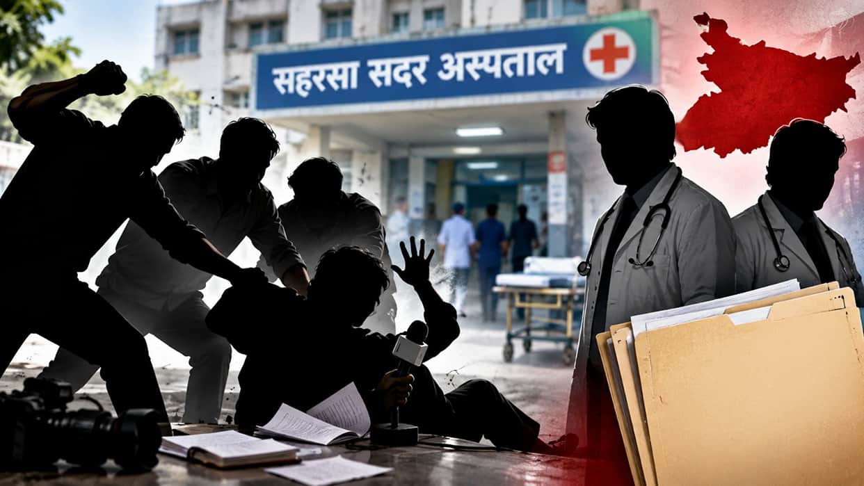 saharsa sadar hospital journalist assault cctv footage doctors action