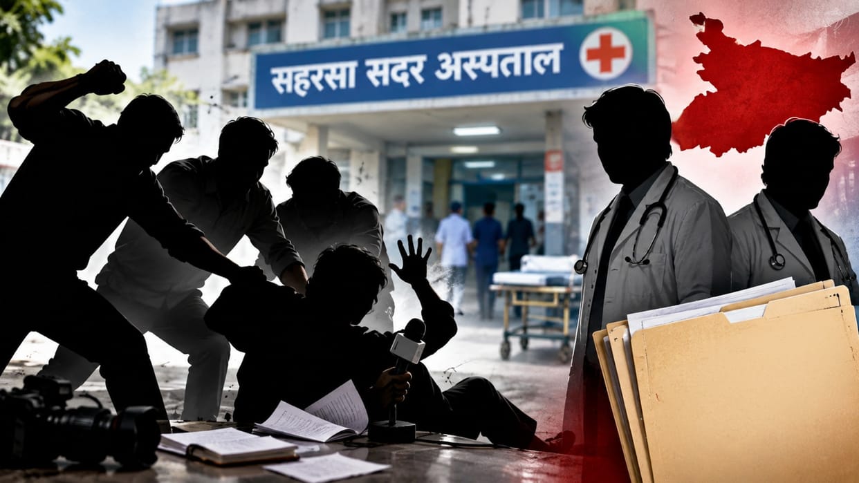 saharsa sadar hospital journalist assault cctv footage doctors action